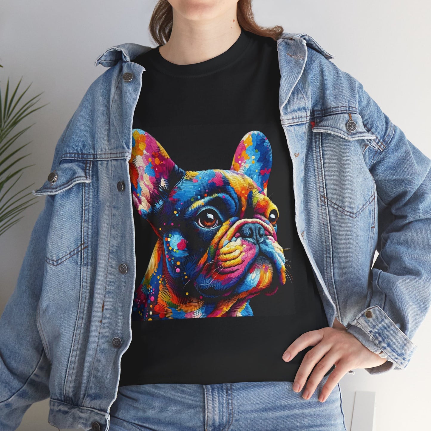 Womens Colourful French Bulldog artistic T-shirt