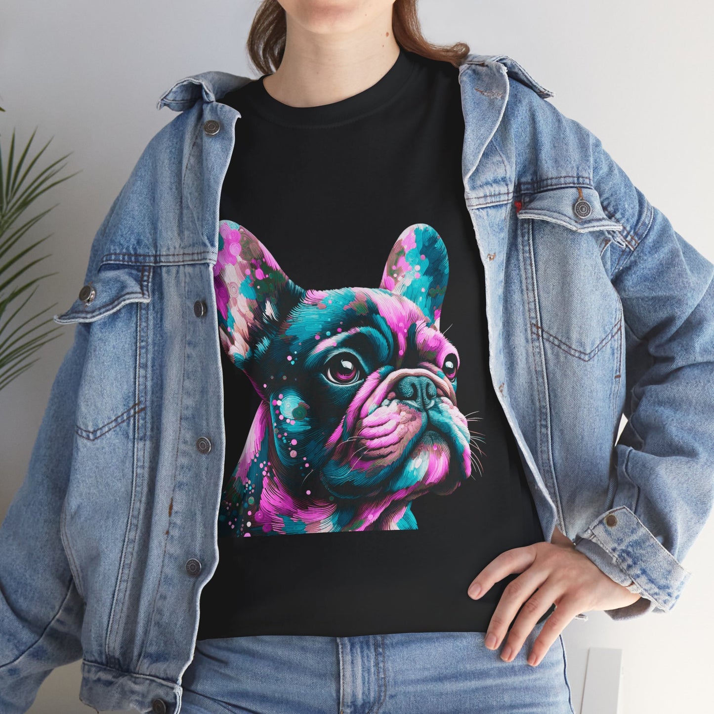 Womens Colourful French Bulldog artistic T-shirt