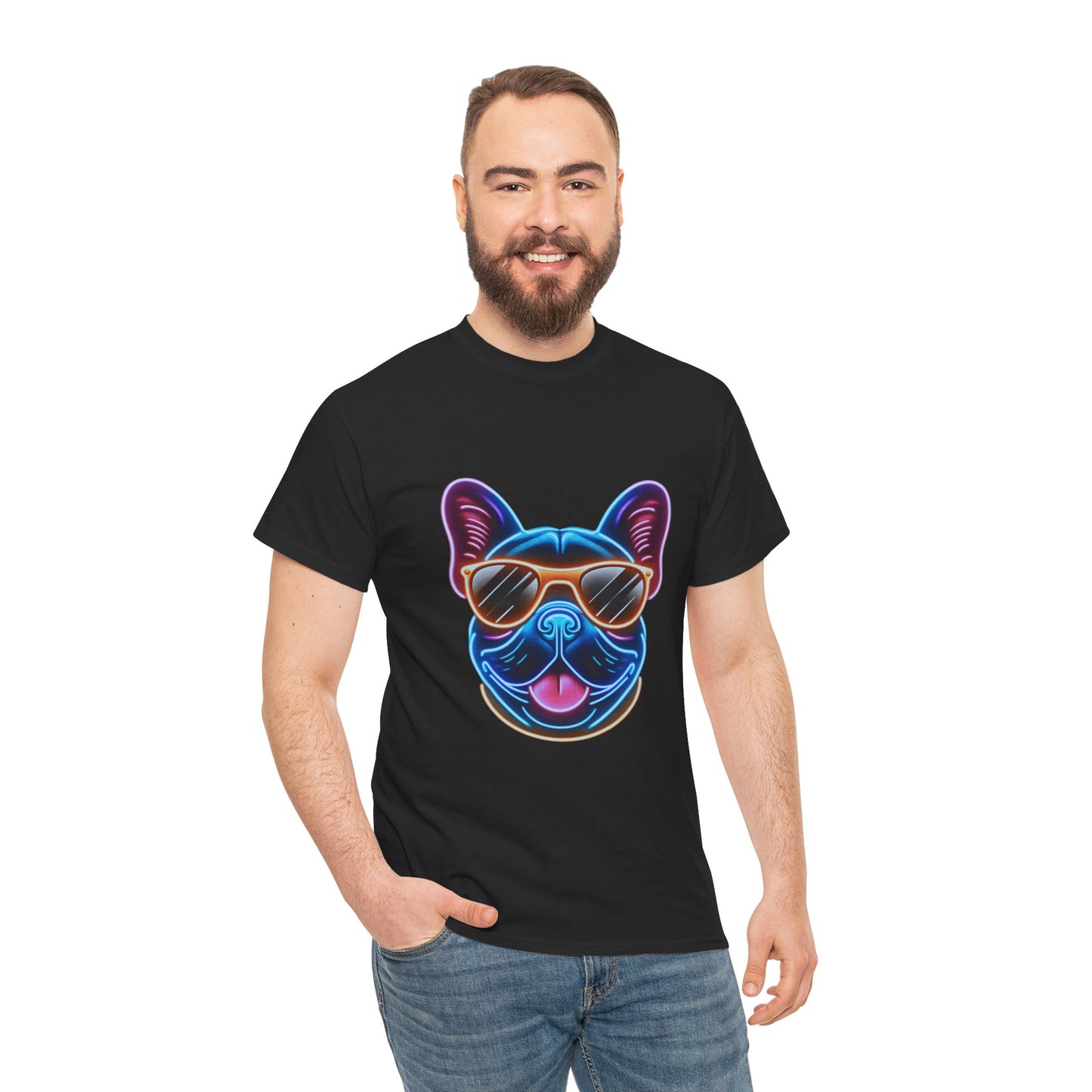Mens neon French Bulldog T-shirt