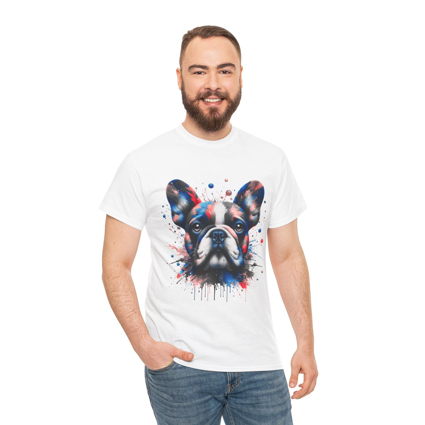 Mens Colourful French Bulldog artistic T-shirt