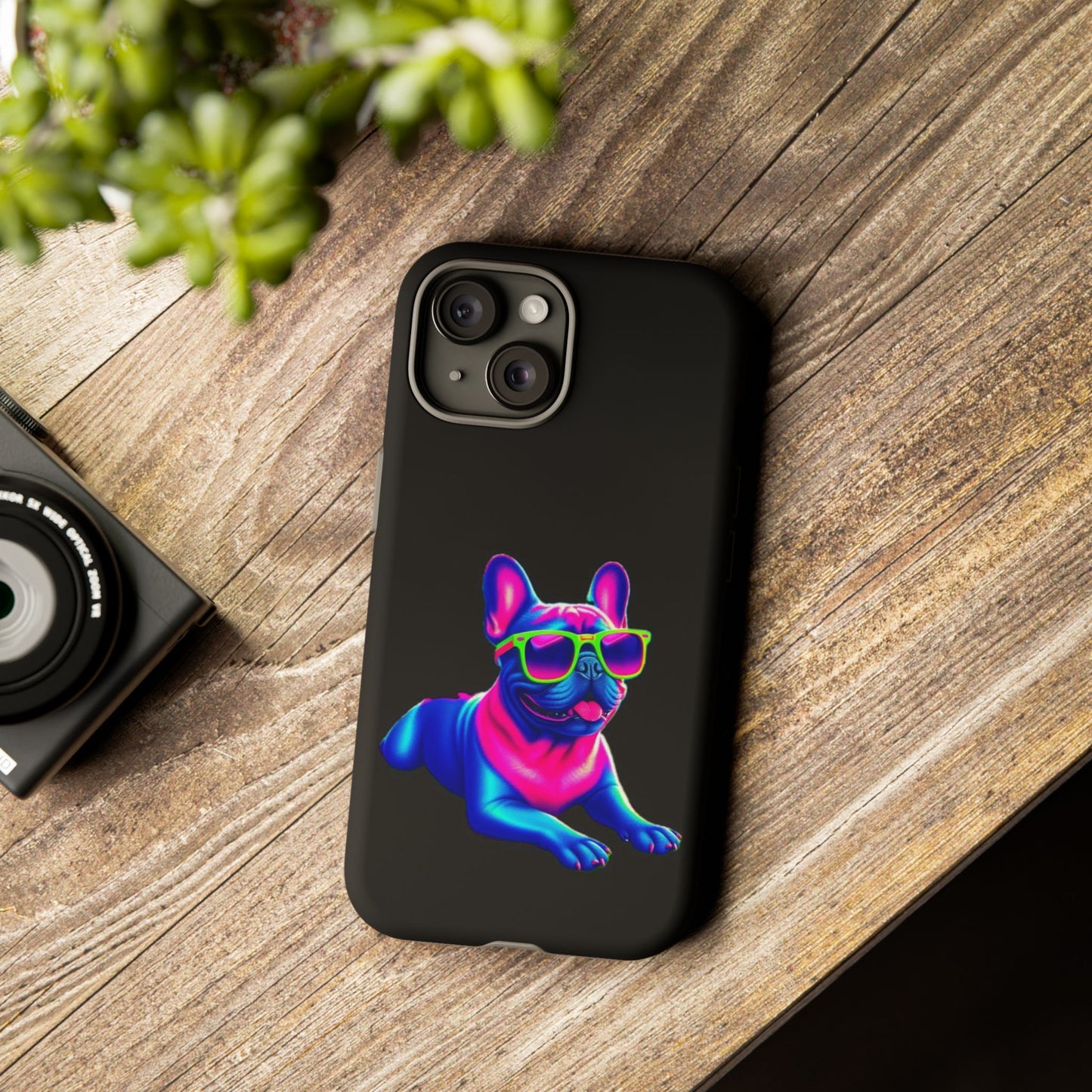 Neon French Bulldog phone case