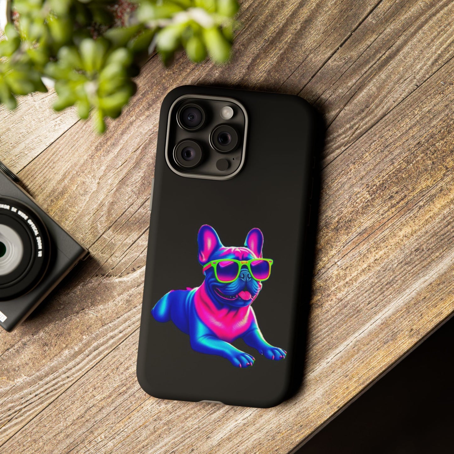 Neon French Bulldog phone case