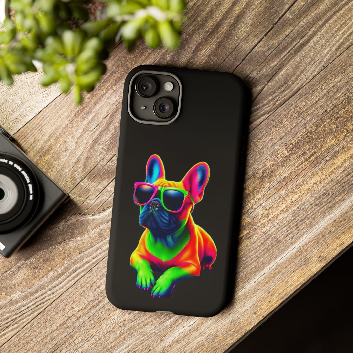 Neon French Bulldog phone case