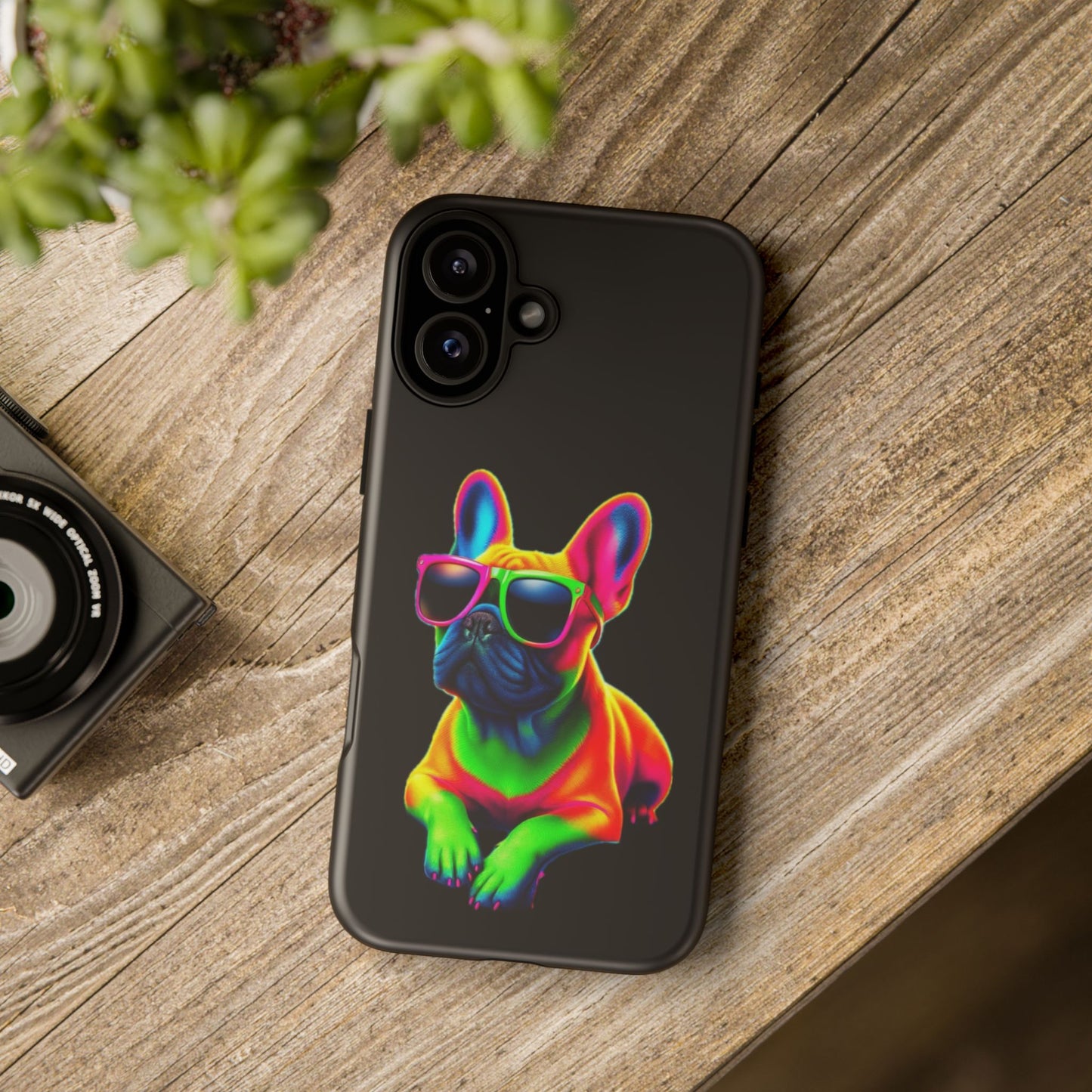 Neon French Bulldog phone case