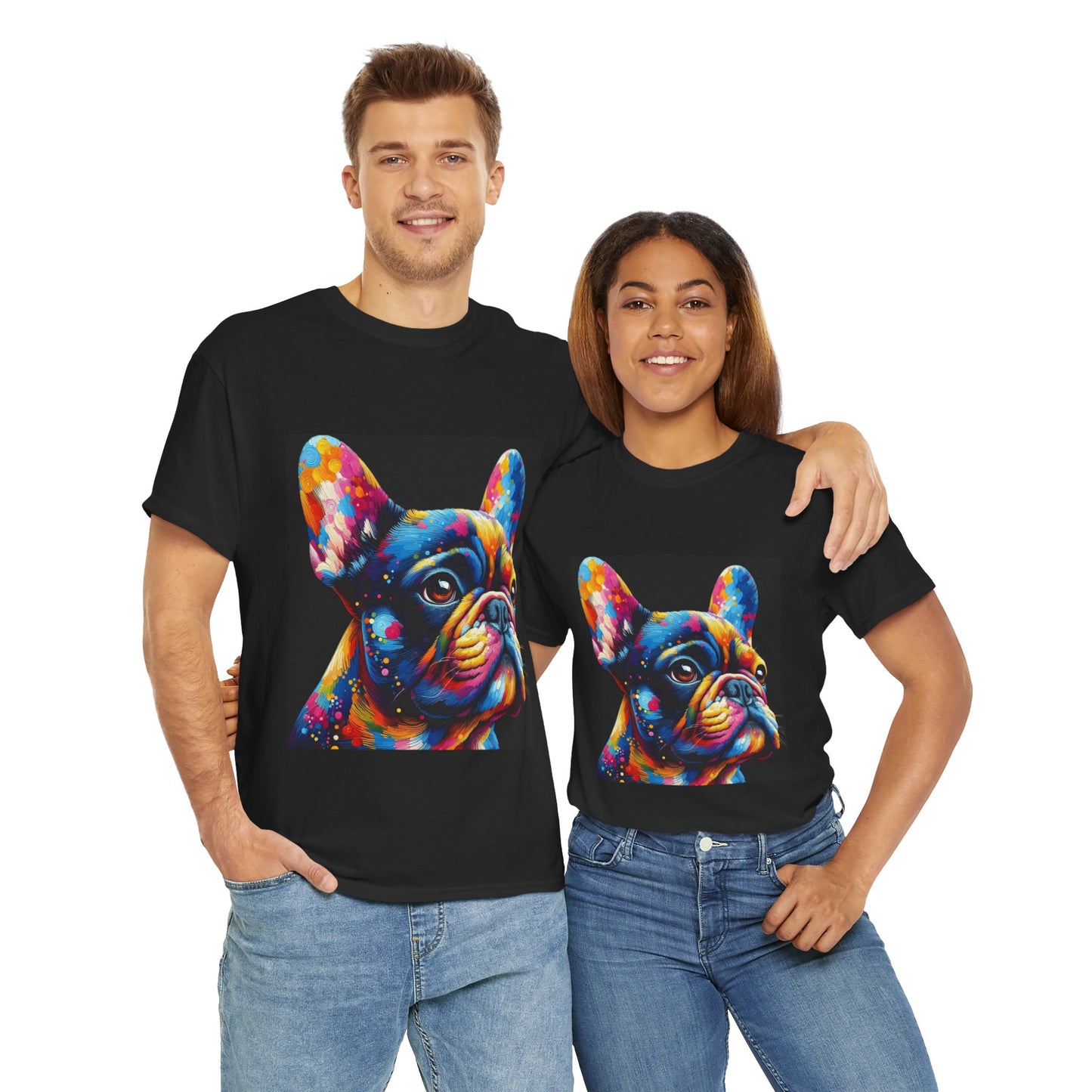 Mens Colourful French Bulldog artistic T-shirt