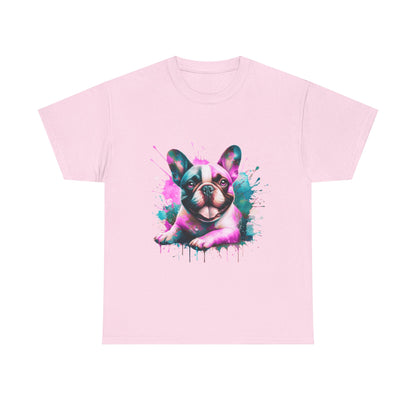 Womens Colourful French Bulldog artistic T-shirt