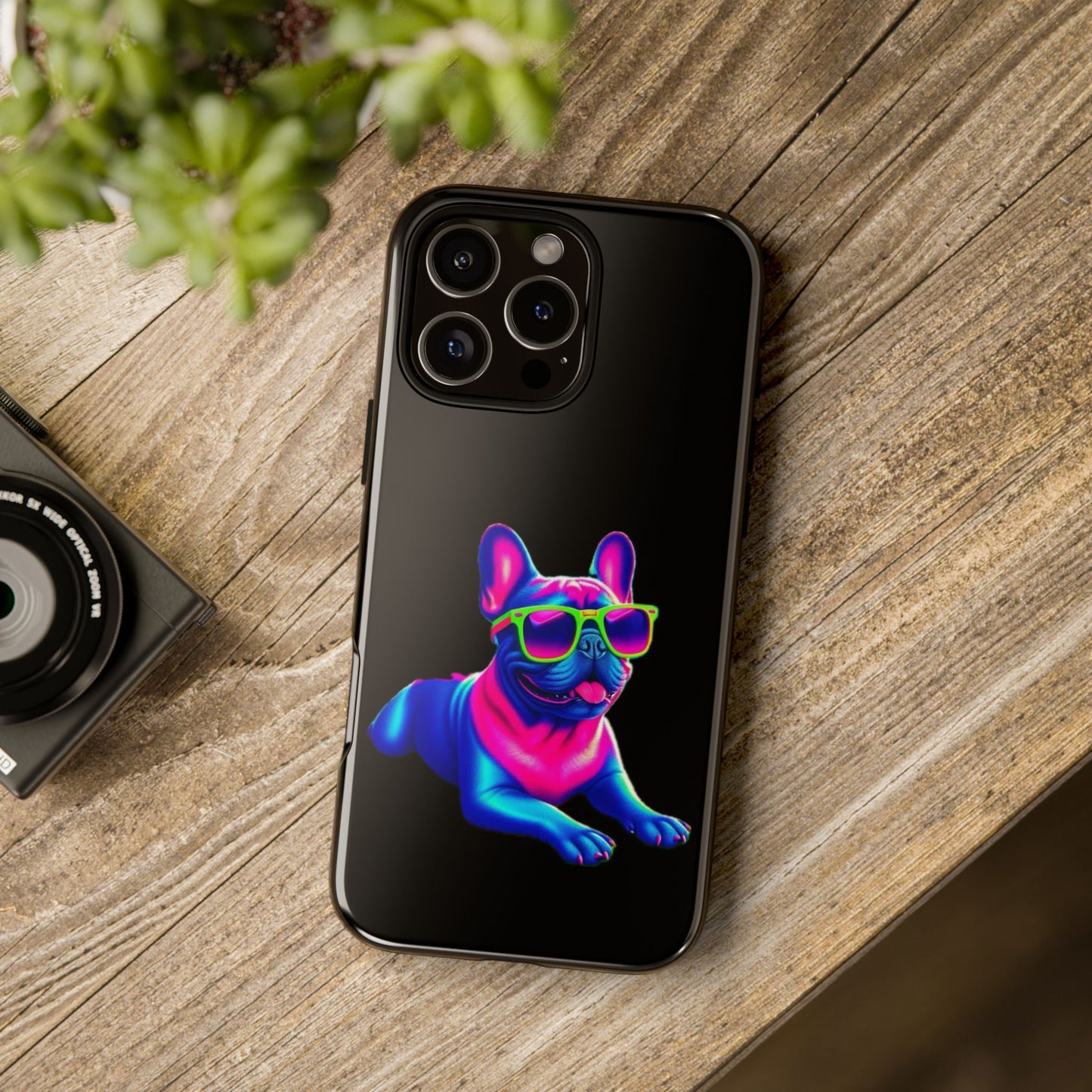 Neon French Bulldog phone case