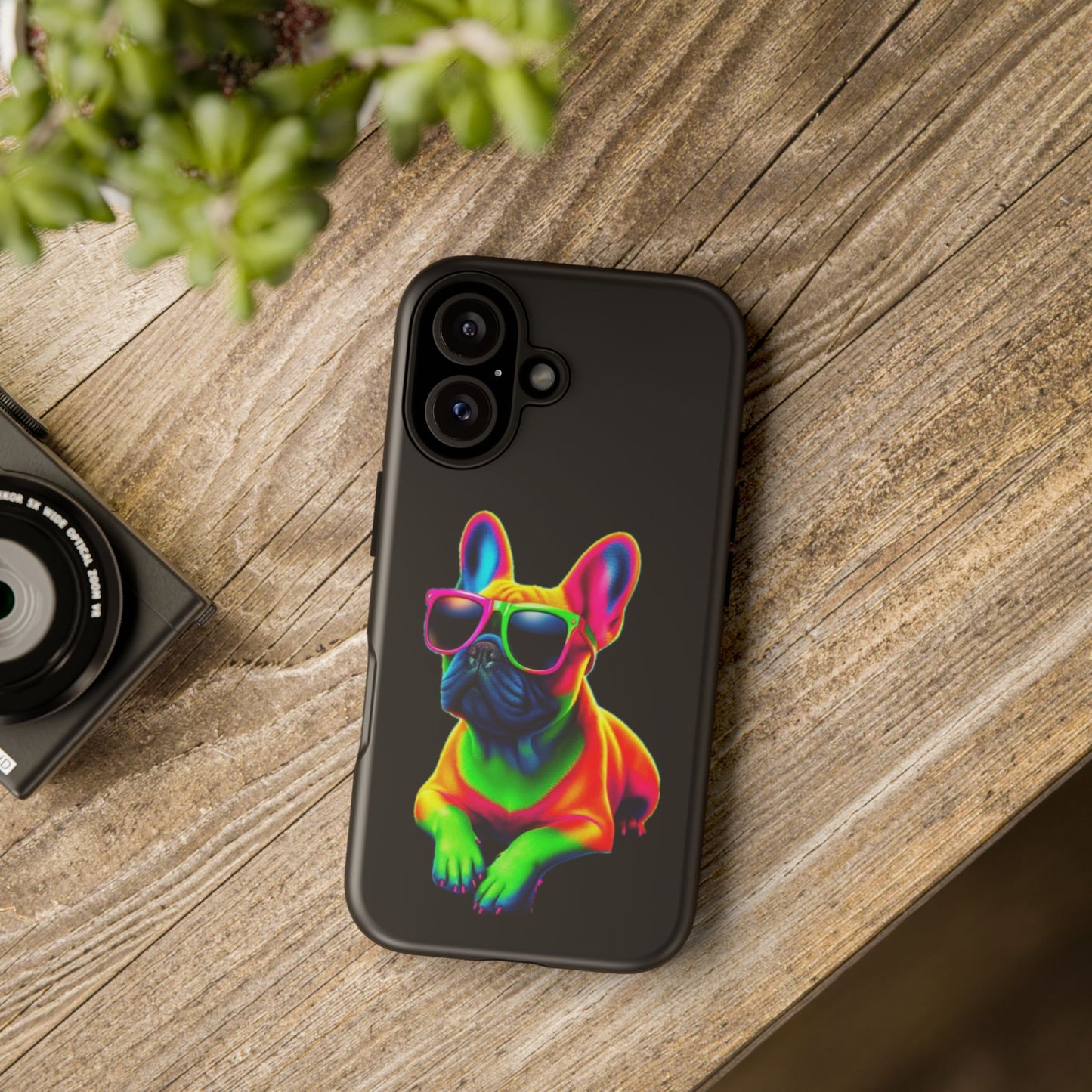 Neon French Bulldog phone case