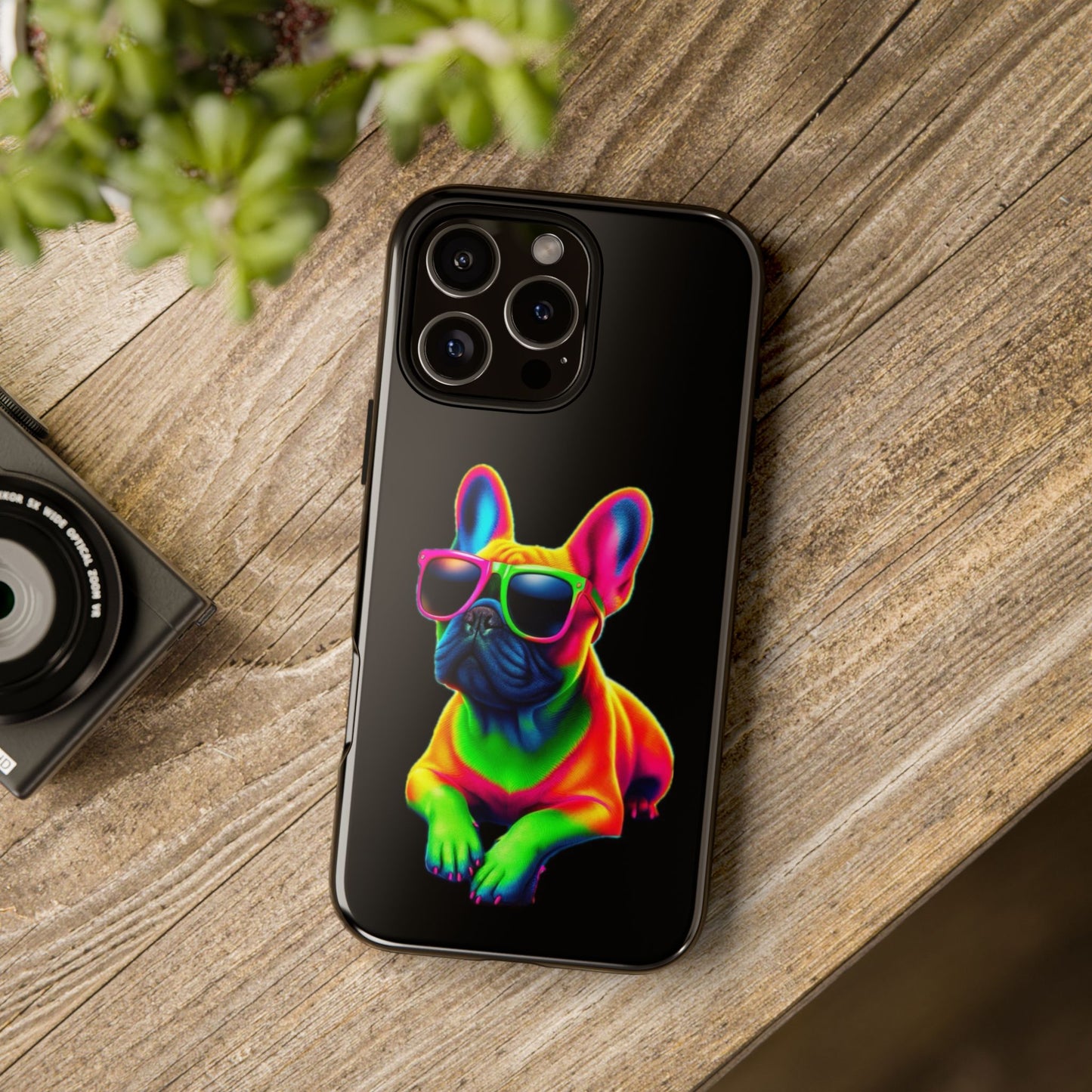 Neon French Bulldog phone case