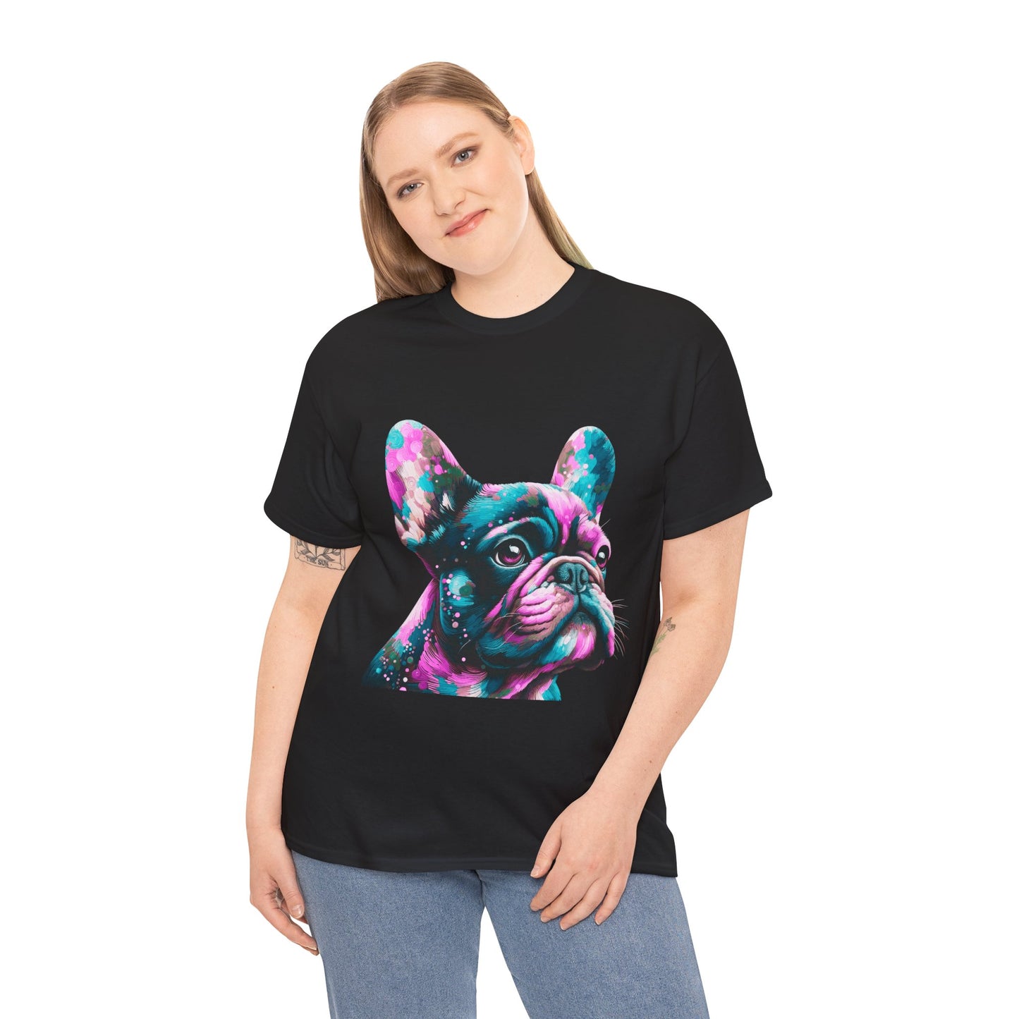 Womens Colourful French Bulldog artistic T-shirt