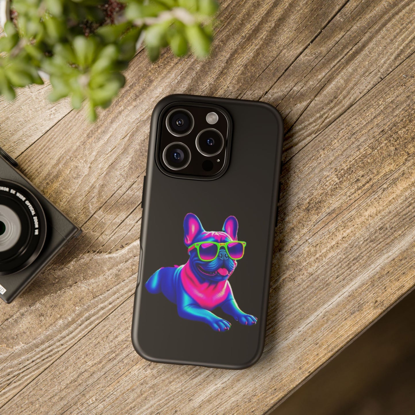 Neon French Bulldog phone case