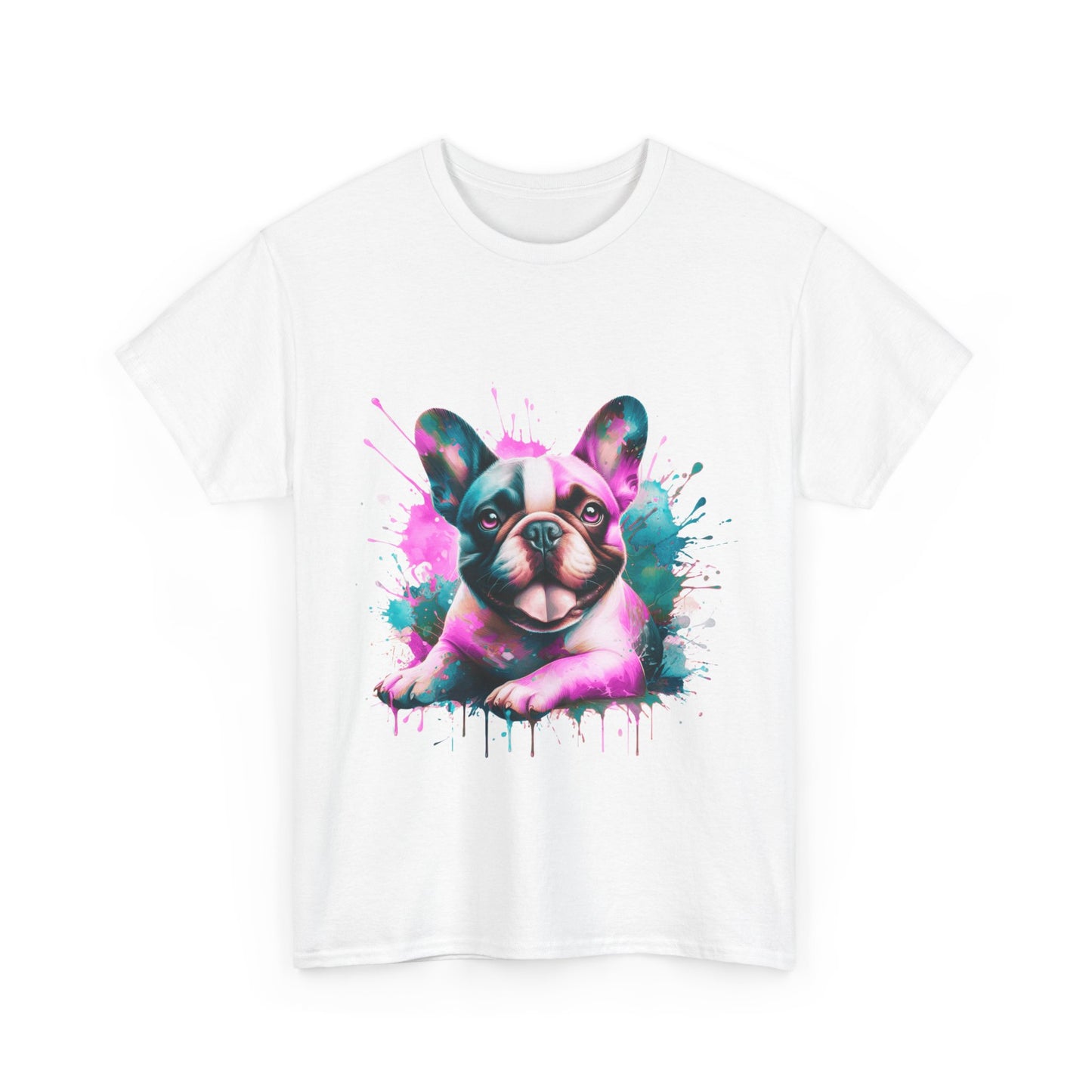 Womens Colourful French Bulldog artistic T-shirt