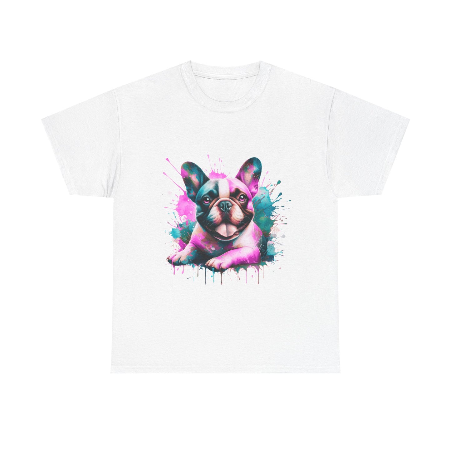 Womens Colourful French Bulldog artistic T-shirt