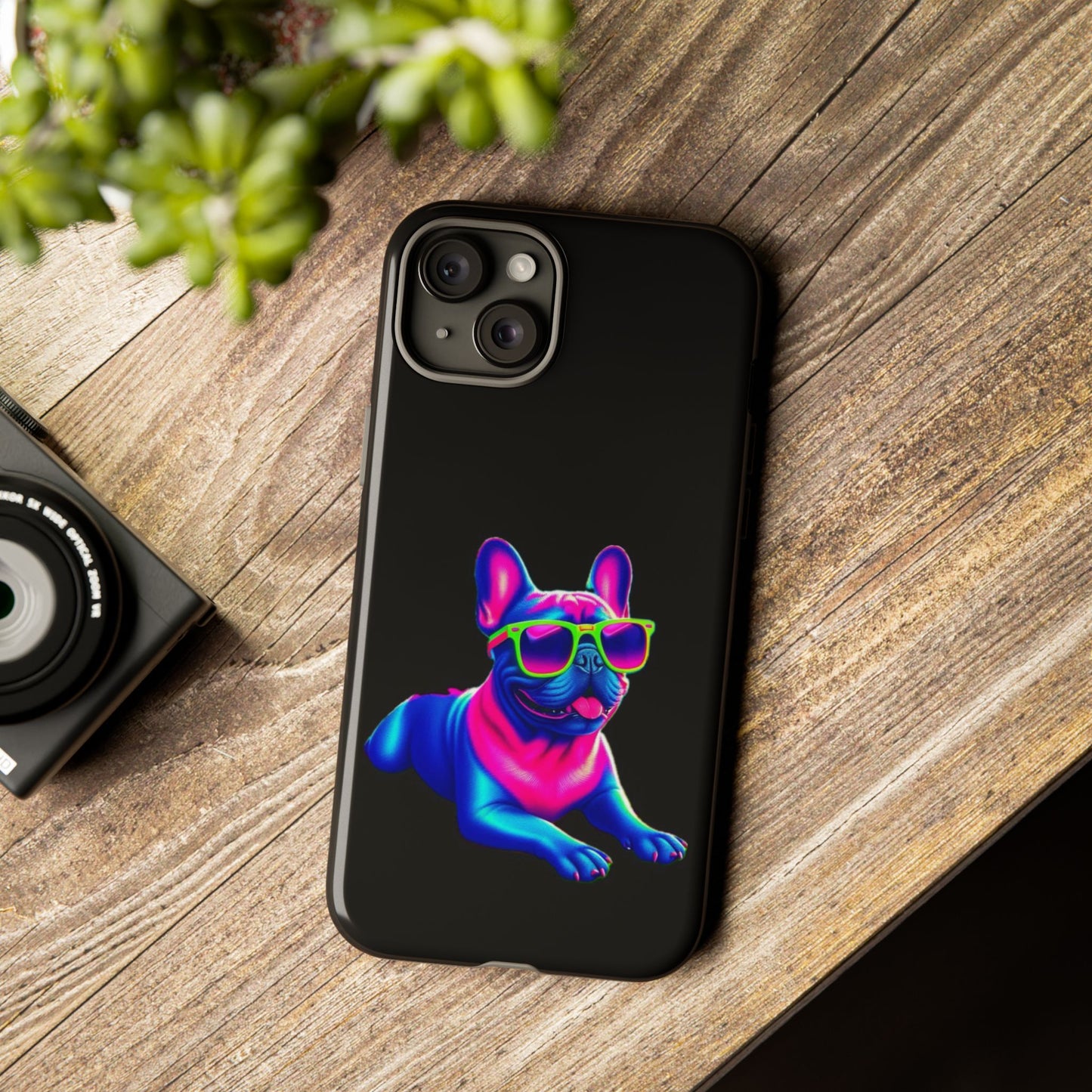 Neon French Bulldog phone case