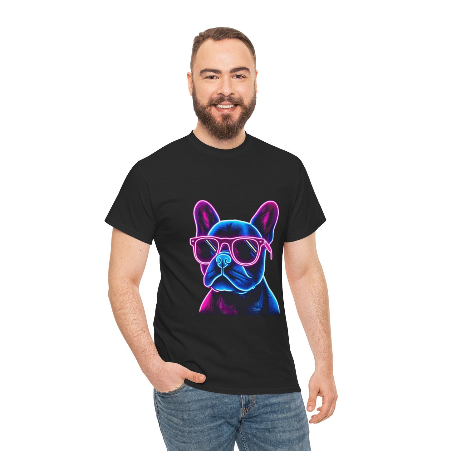 Mens neon French Bulldog T-shirt