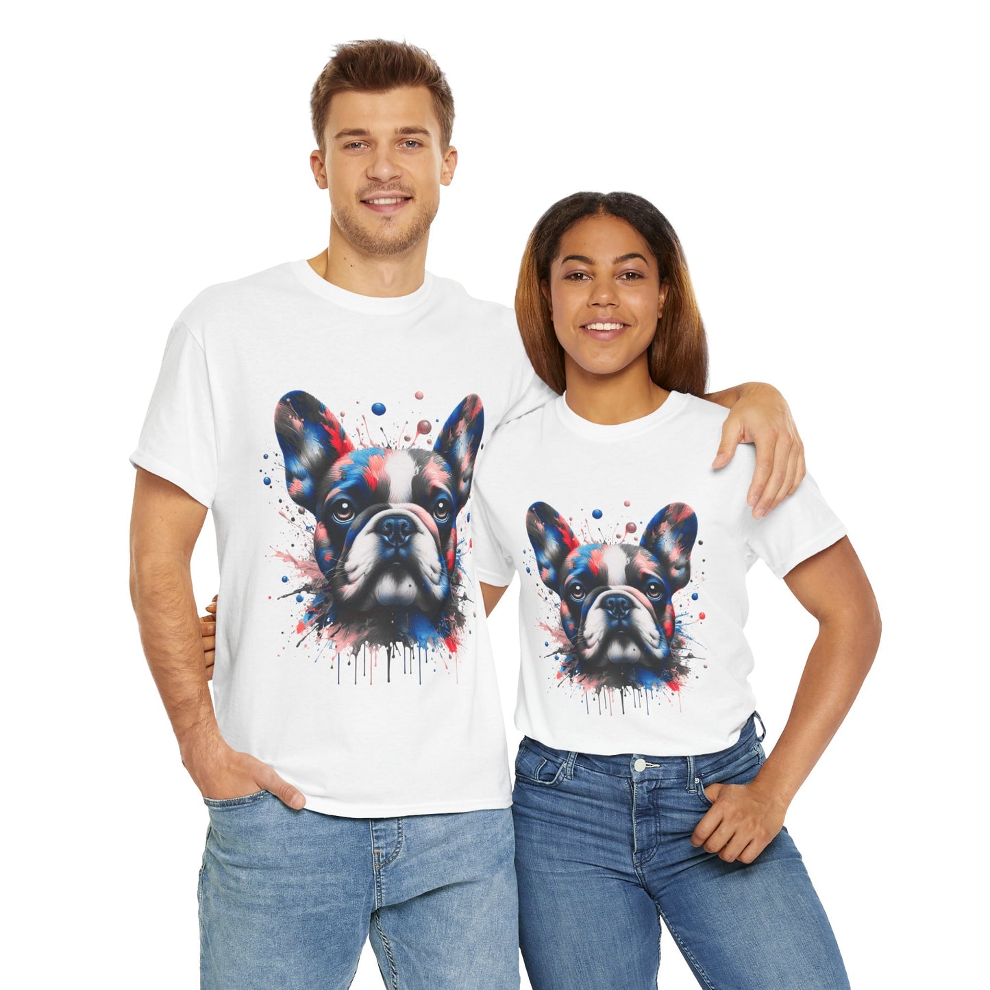 Mens Colourful French Bulldog artistic T-shirt