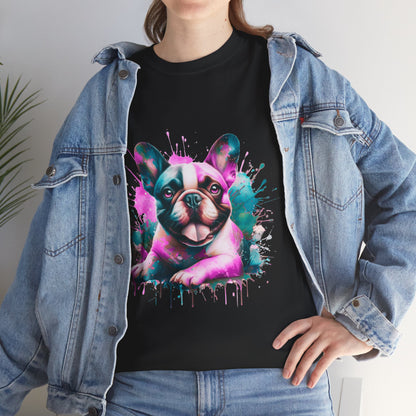Womens Colourful French Bulldog artistic T-shirt