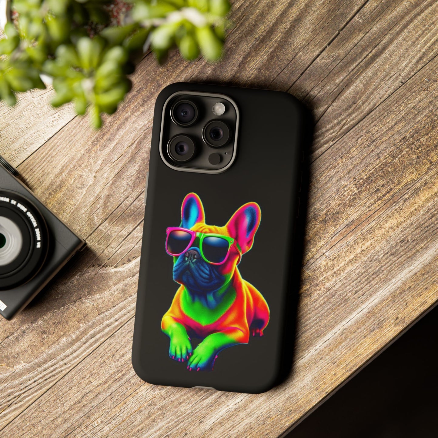 Neon French Bulldog phone case