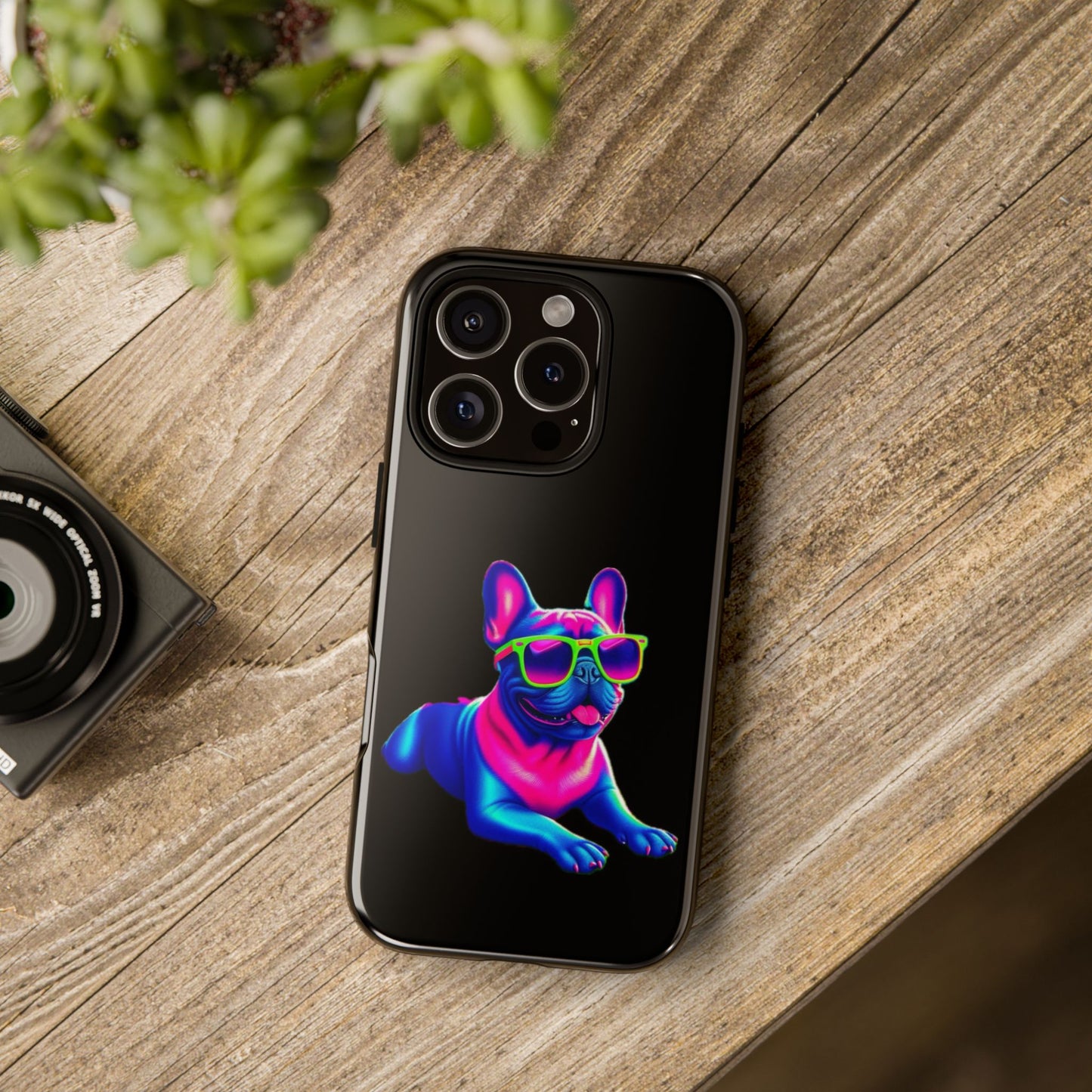 Neon French Bulldog phone case