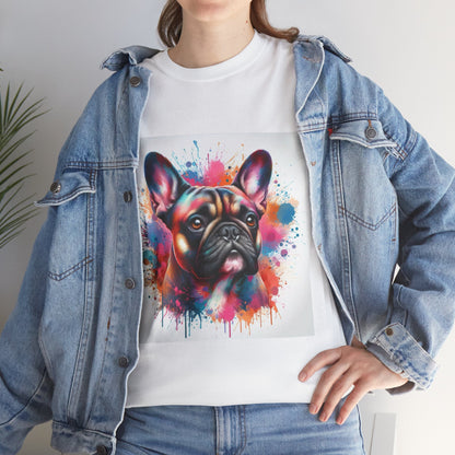 Womens Colourful French Bulldog artistic T-shirt