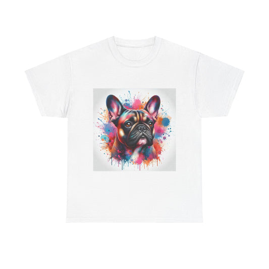 Womens Colourful French Bulldog artistic T-shirt