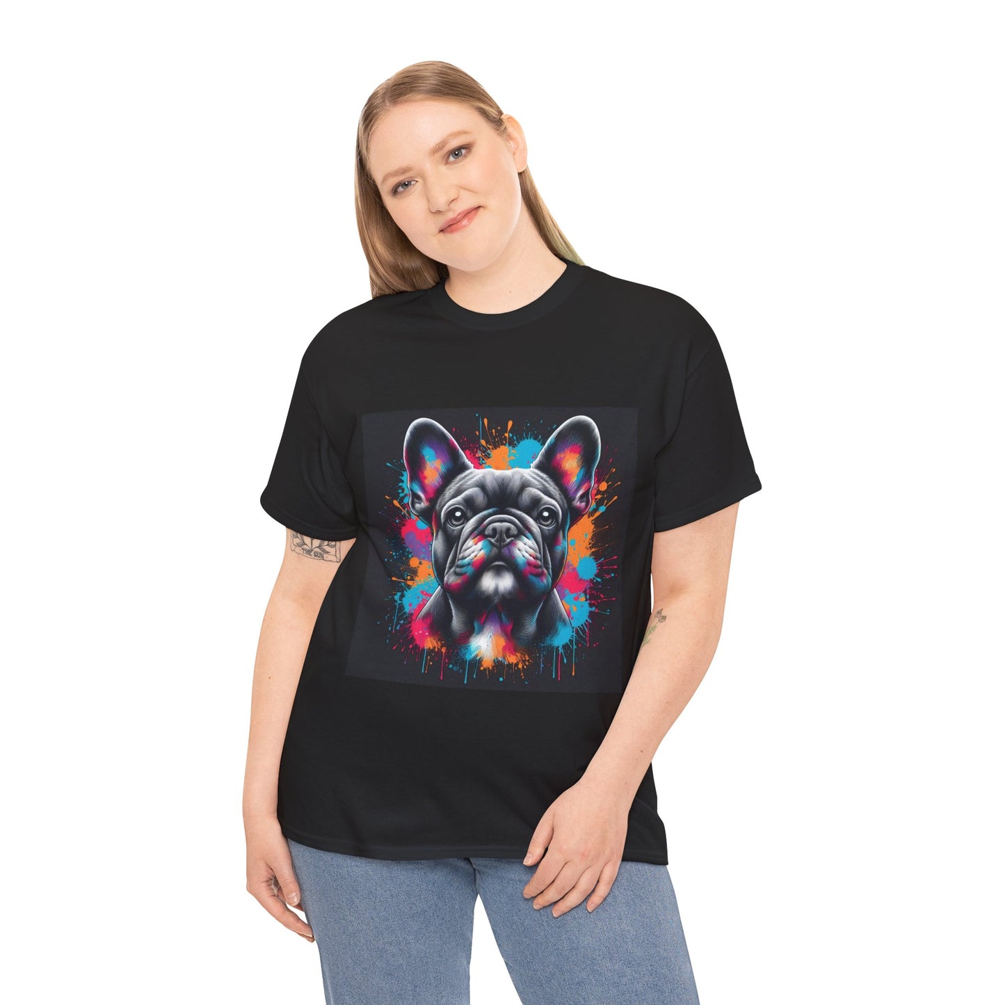 Womens Colourful French Bulldog artistic T-shirt